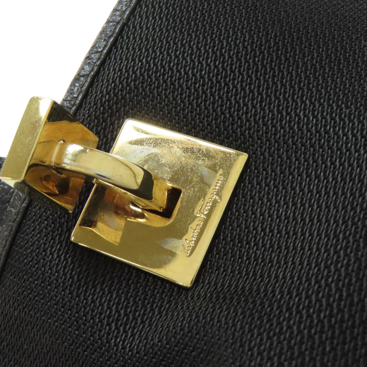 Salvatore Ferragamo logo Handbag Nylon canvas LeatherLadies [Used]