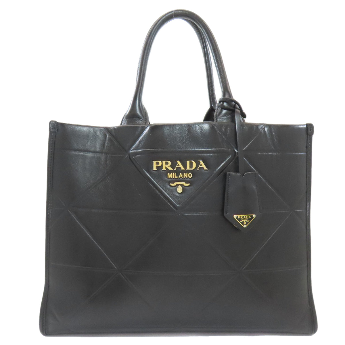 PRADA Symbol Topstitch Handbag Calf Ladies [Used]