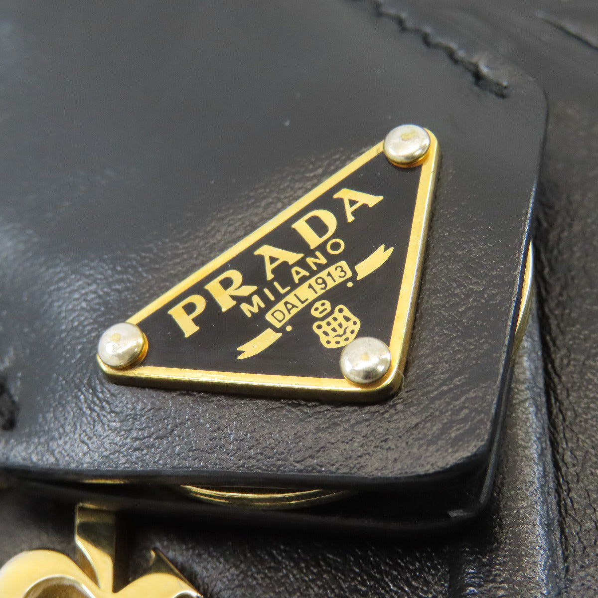 PRADA Symbol Topstitch Handbag Calf Ladies [Used]