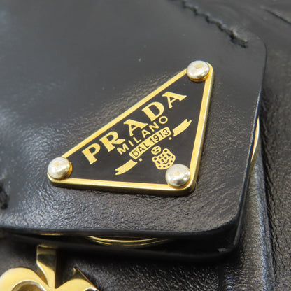 PRADA Symbol Topstitch Handbag Calf Ladies [Used]