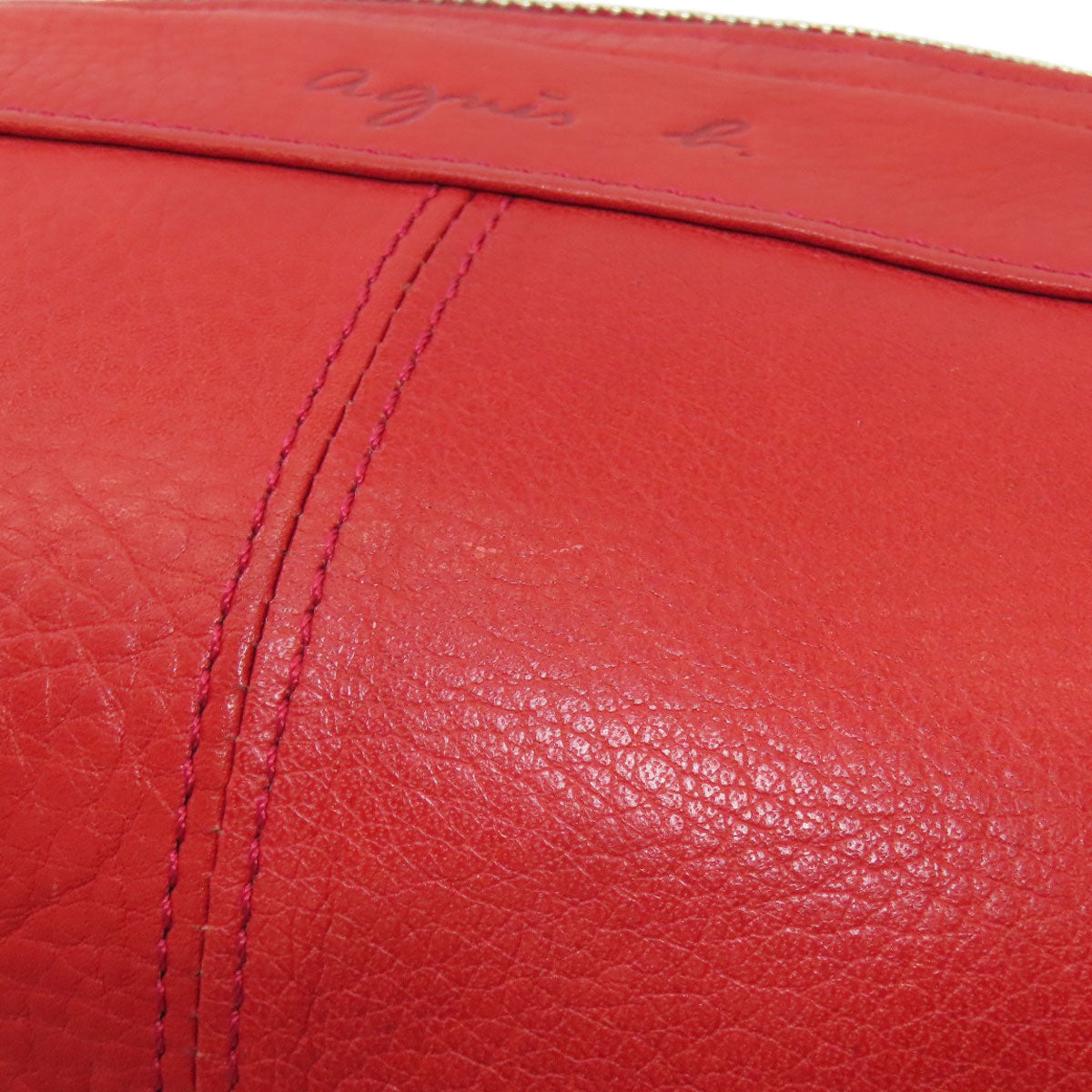 agnes b. logo Shoulder Bag Leather Ladies [Used]