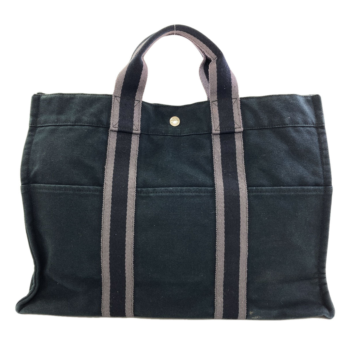 HERMES Sack Fool Toe MM SilverHardware Handbag Canvas Ladies [Used]