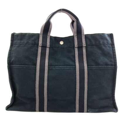 HERMES Sack Fool Toe MM SilverHardware Handbag Canvas Ladies [Used]