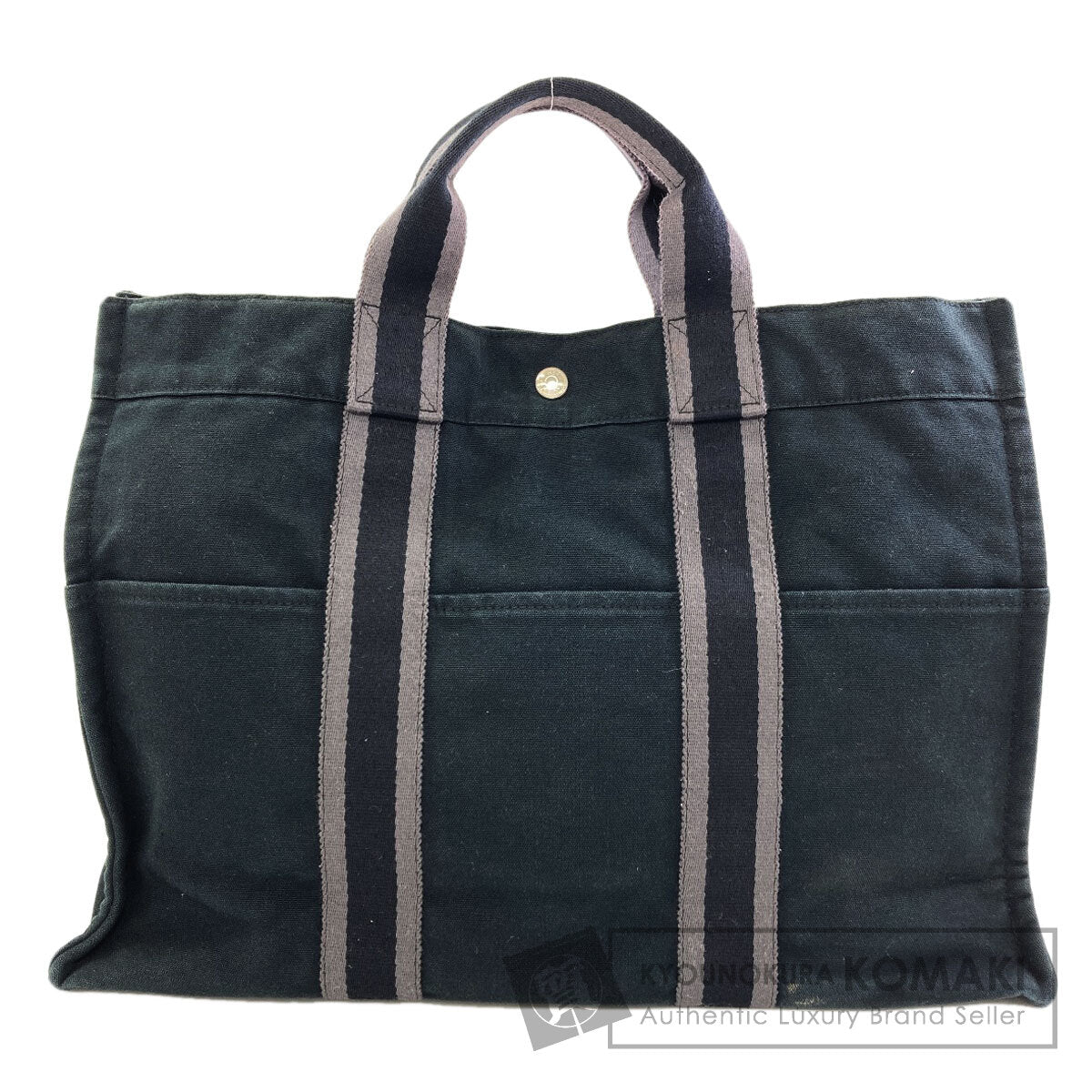 HERMES Sack Fool Toe MM SilverHardware Handbag Canvas Ladies [Used]