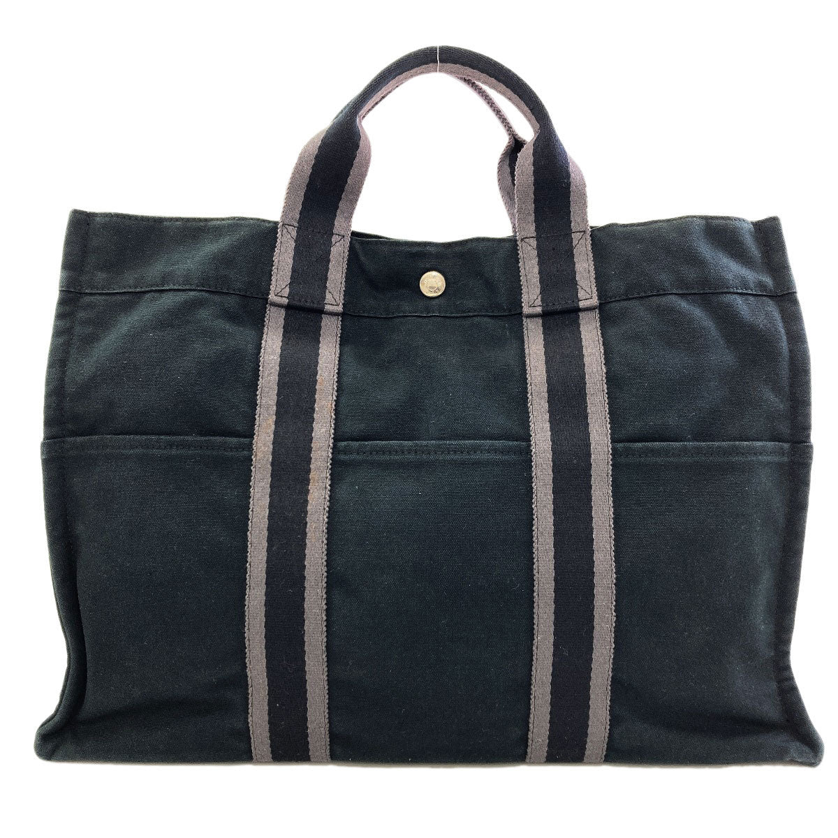 HERMES Sack Fool Toe MM SilverHardware Handbag Canvas Ladies [Used]