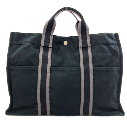 HERMES Sack Fool Toe MM SilverHardware Handbag Canvas Ladies [Used]