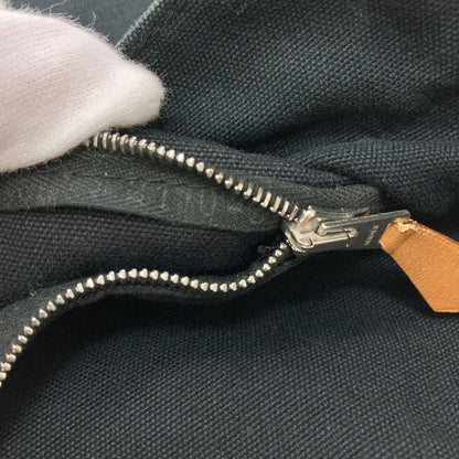 HERMES Sack Fool Toe MM SilverHardware Handbag Canvas Ladies [Used]