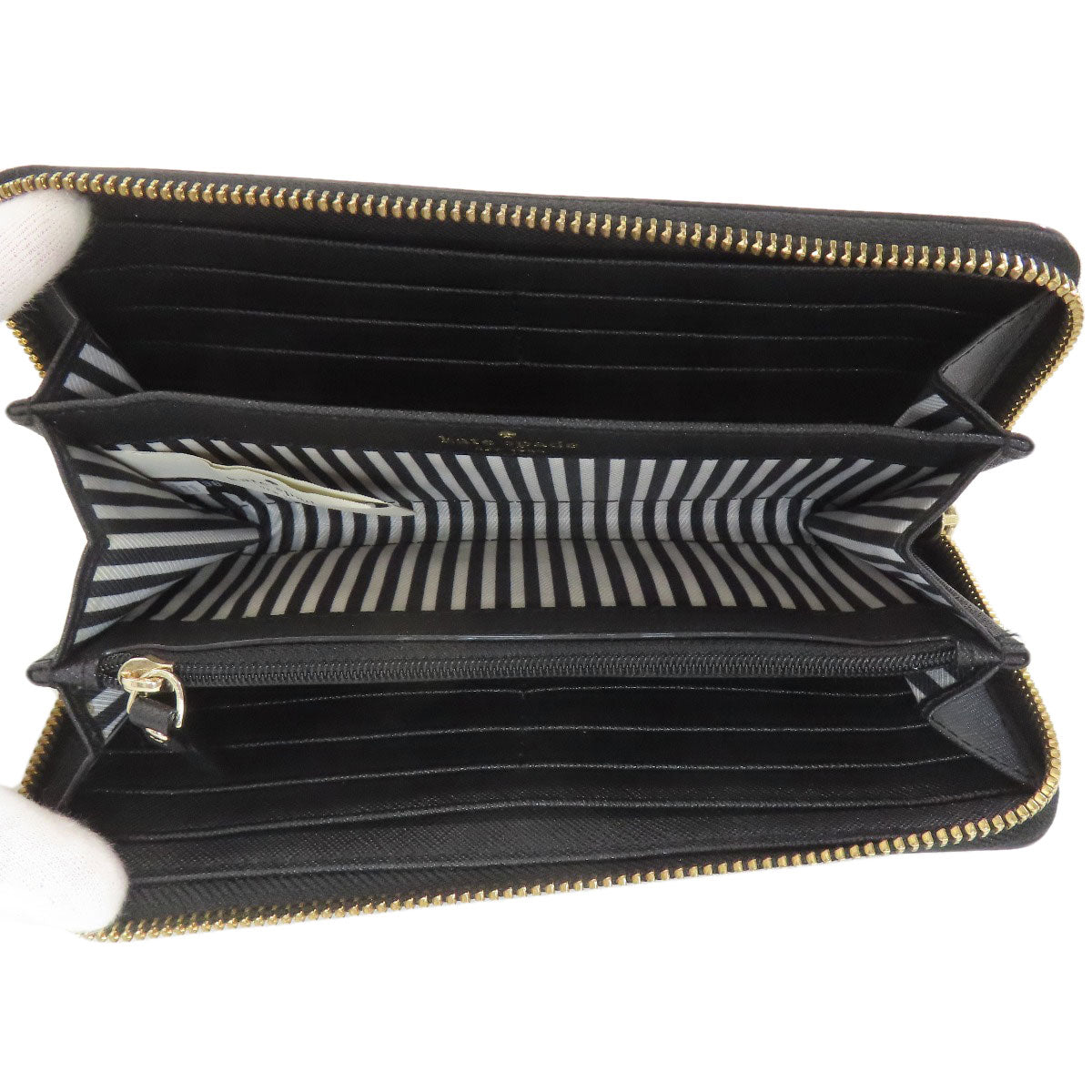 kate spade logo Long wallet (with coin pocket) Leather Ladies [Used]