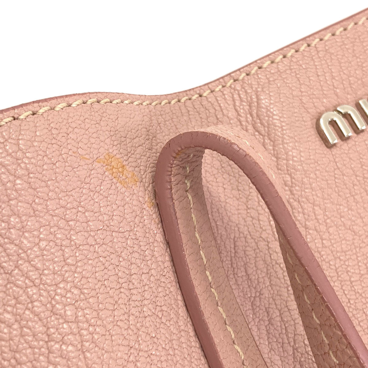MIUMIU logo Tote Bag Leather Ladies [Used]