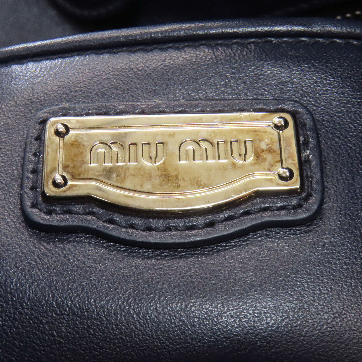 MIUMIU logo Tote Bag Leather Ladies [Used]