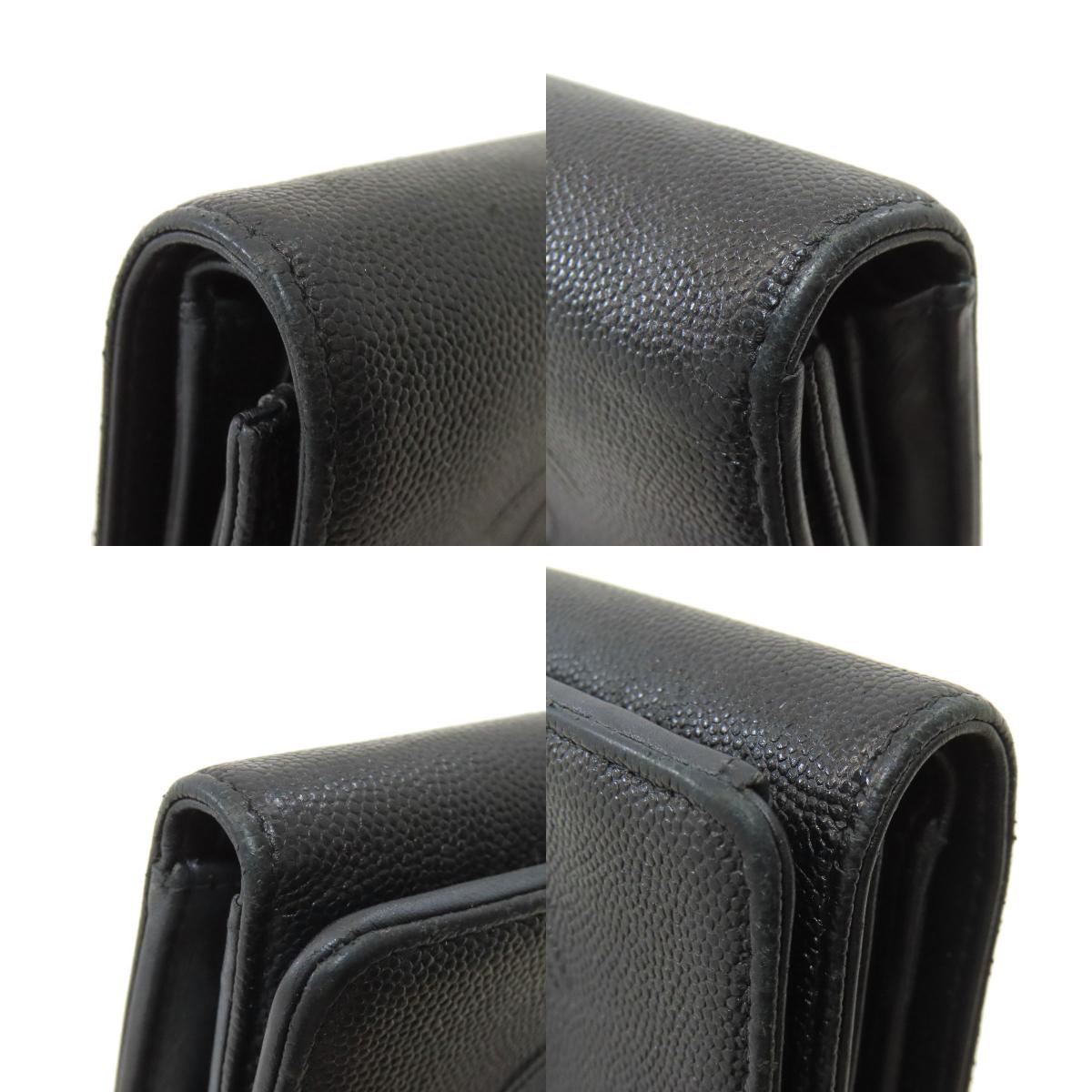 CHANEL Matelasse Tri-Fold Wallet Bifold Wallet with Coin Pocket Grained Calfskin Skin Ladies [Used]