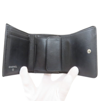 CHANEL Matelasse Tri-Fold Wallet Bifold Wallet with Coin Pocket Grained Calfskin Skin Ladies [Used]