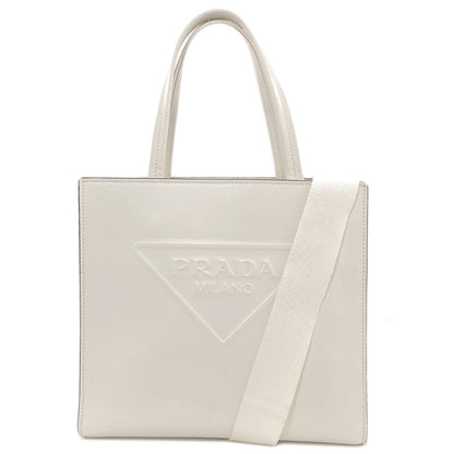 PRADA Embossed triangle 2WAY Handbag Calf Ladies [Used]