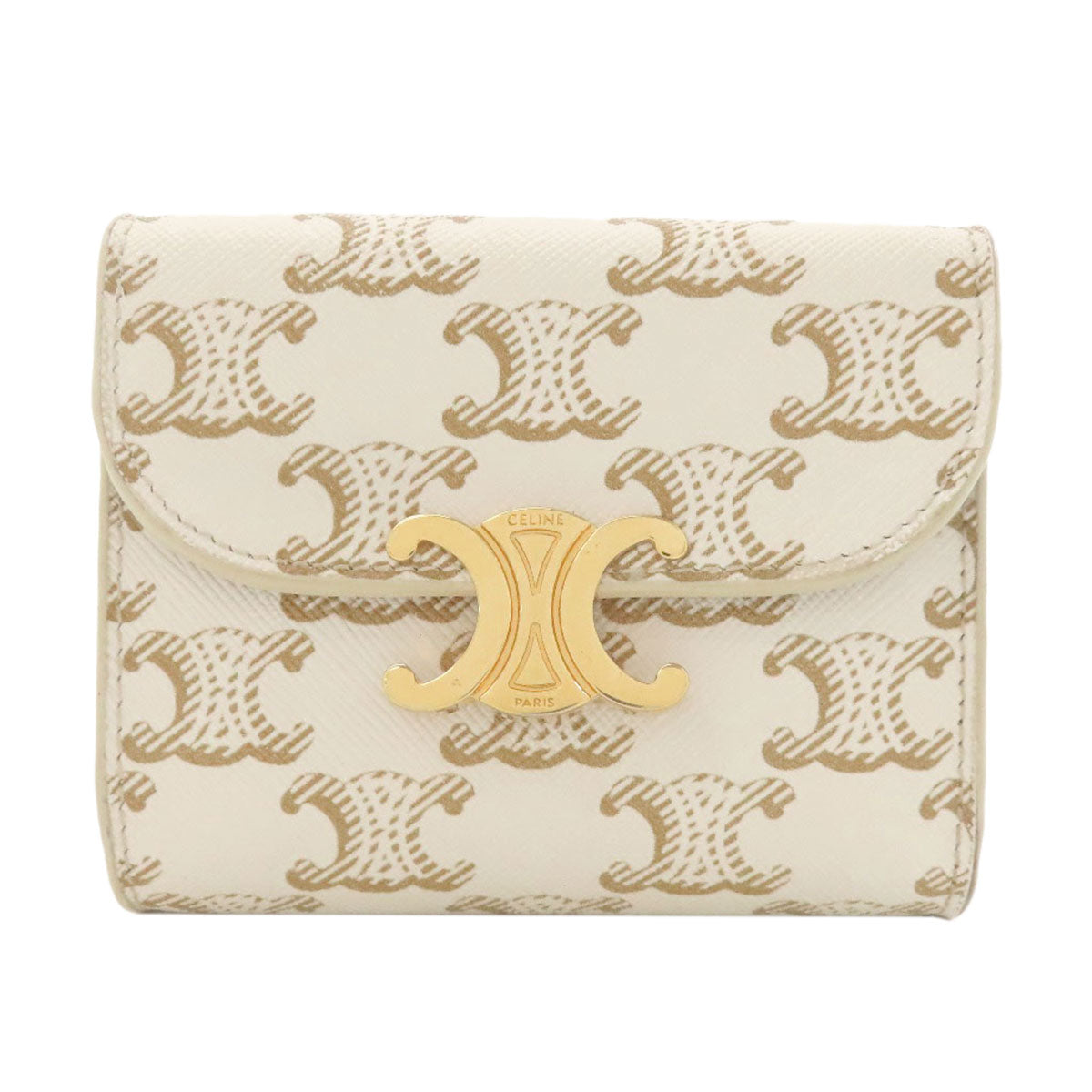 CELINE Macadam pattern tri-fold wallet Bifold Wallet with Coin Pocket Leather Ladies [Used]