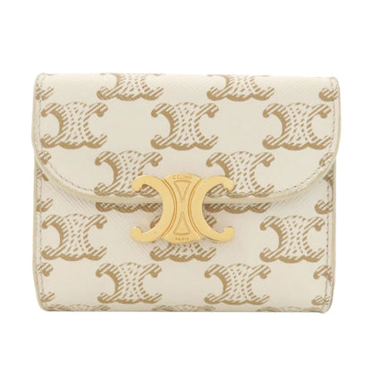 CELINE Macadam pattern tri-fold wallet Bifold Wallet with Coin Pocket Leather Ladies [Used]