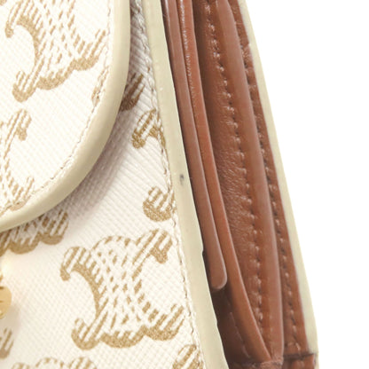 CELINE Macadam pattern tri-fold wallet Bifold Wallet with Coin Pocket Leather Ladies [Used]