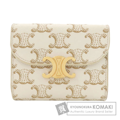 CELINE Macadam pattern tri-fold wallet Bifold Wallet with Coin Pocket Leather Ladies [Used]