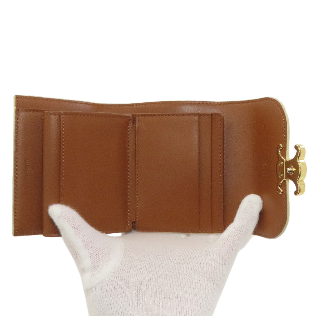 CELINE Macadam pattern tri-fold wallet Bifold Wallet with Coin Pocket Leather Ladies [Used]