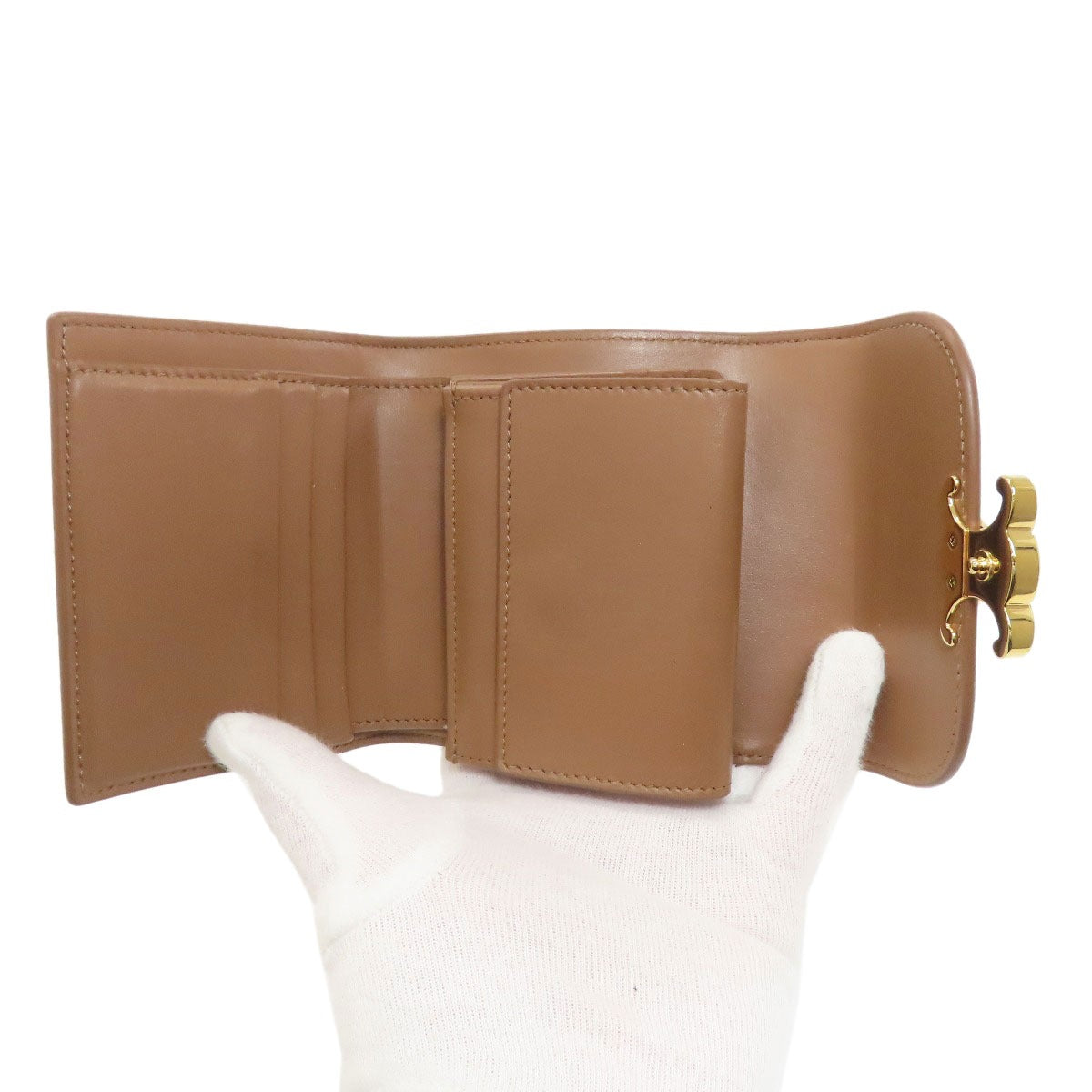 CELINE Macadam Tri-fold Wallet Bifold Wallet with Coin Pocket Leather Ladies [Used]