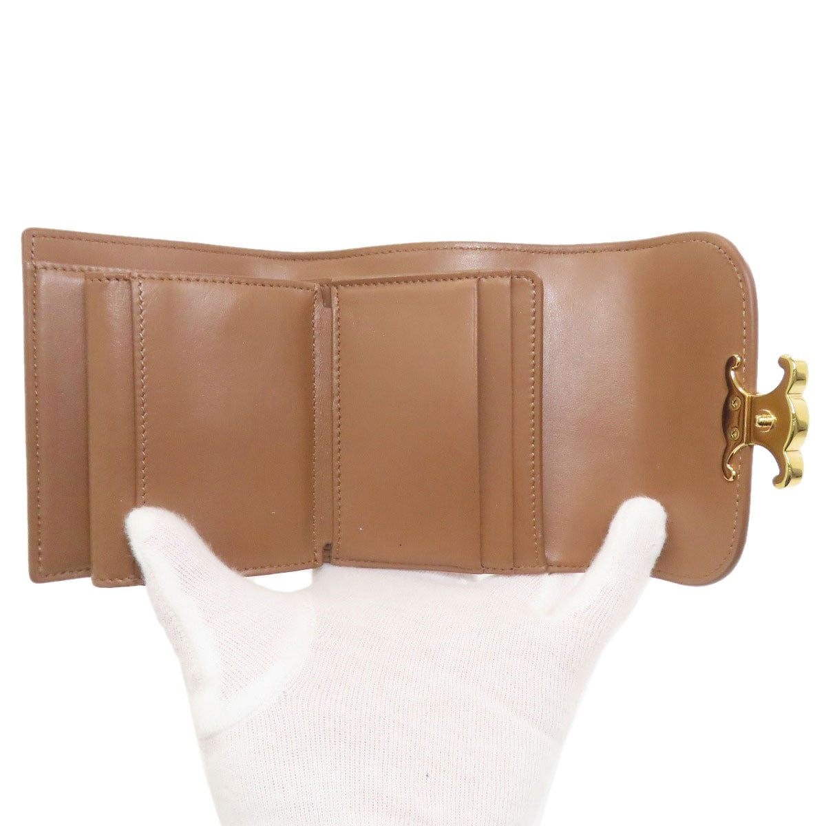 CELINE Macadam Tri-fold Wallet Bifold Wallet with Coin Pocket Leather Ladies [Used]