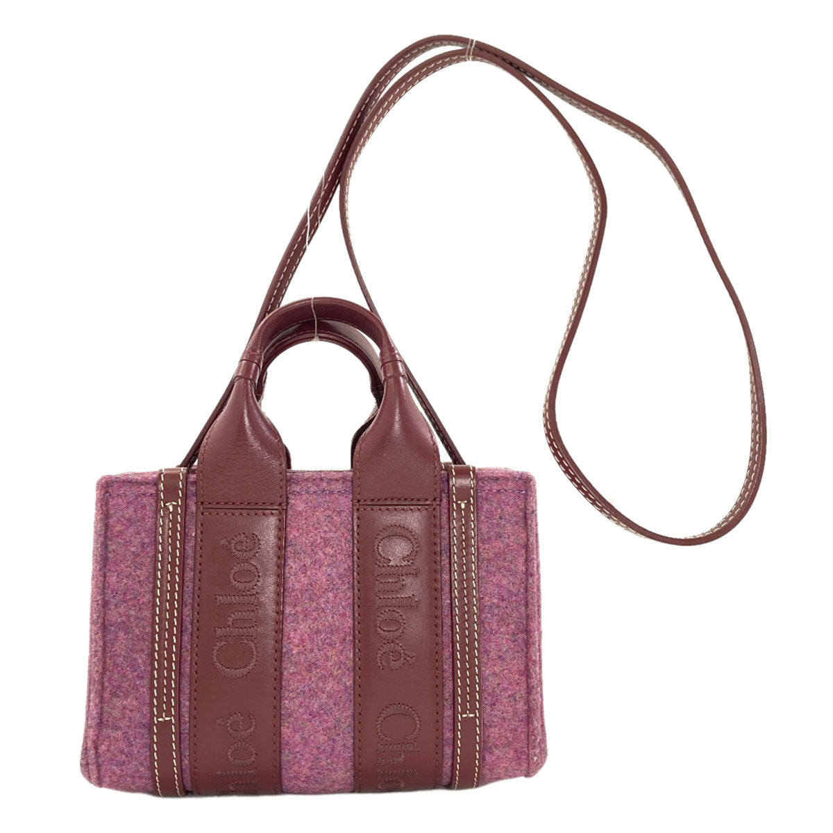 CHLOE Woody Mini 2WAY Handbag Felt LeatherLadies [Used]
