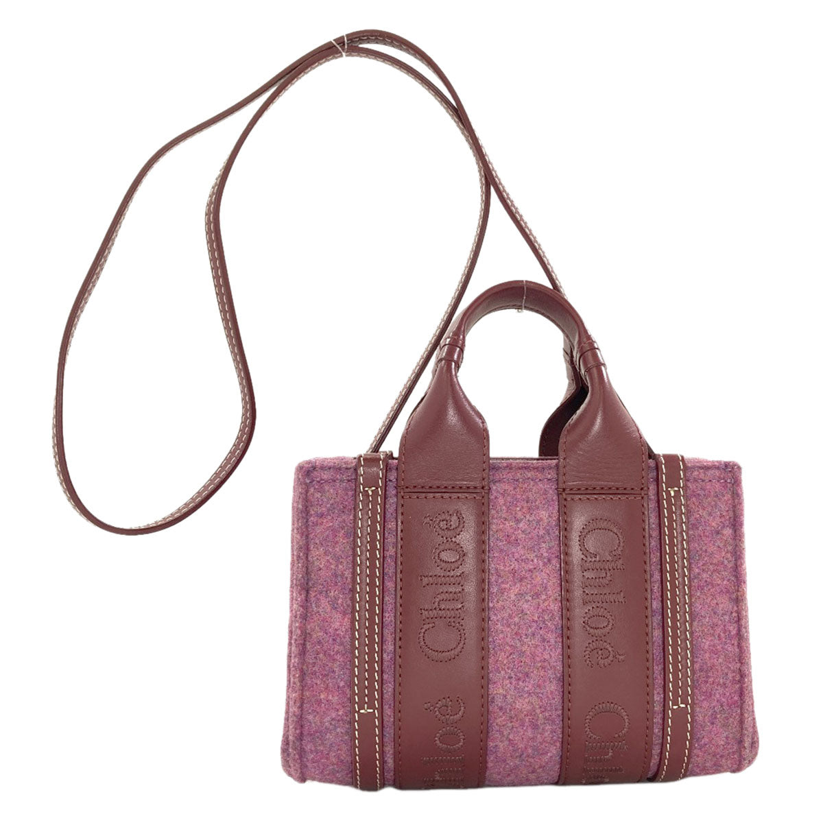 CHLOE Woody Mini 2WAY Handbag Felt LeatherLadies [Used]