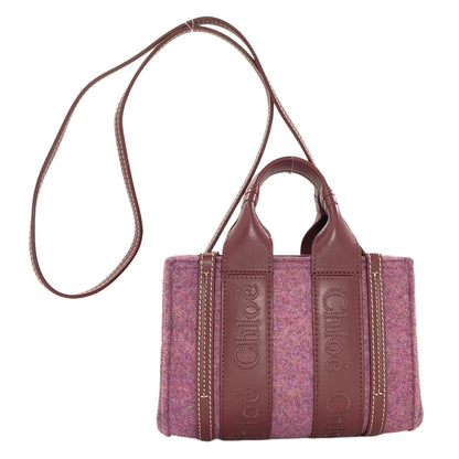 CHLOE Woody Mini 2WAY Handbag Felt LeatherLadies [Used]