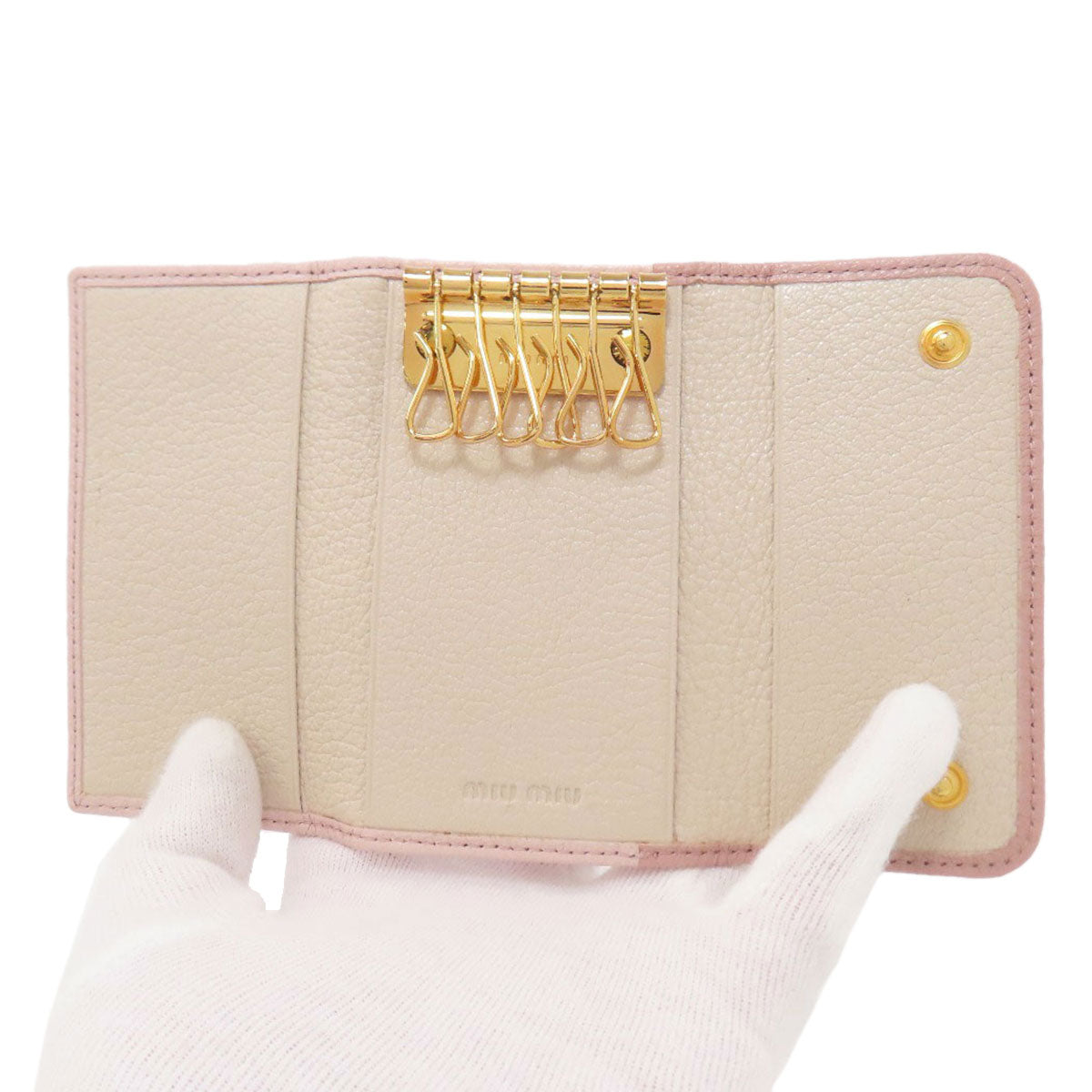MIUMIU ribbon key holder Leather Ladies [Used]