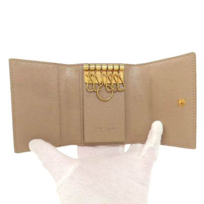 SAINT LAURENT logo key holder Leather Ladies [Used]