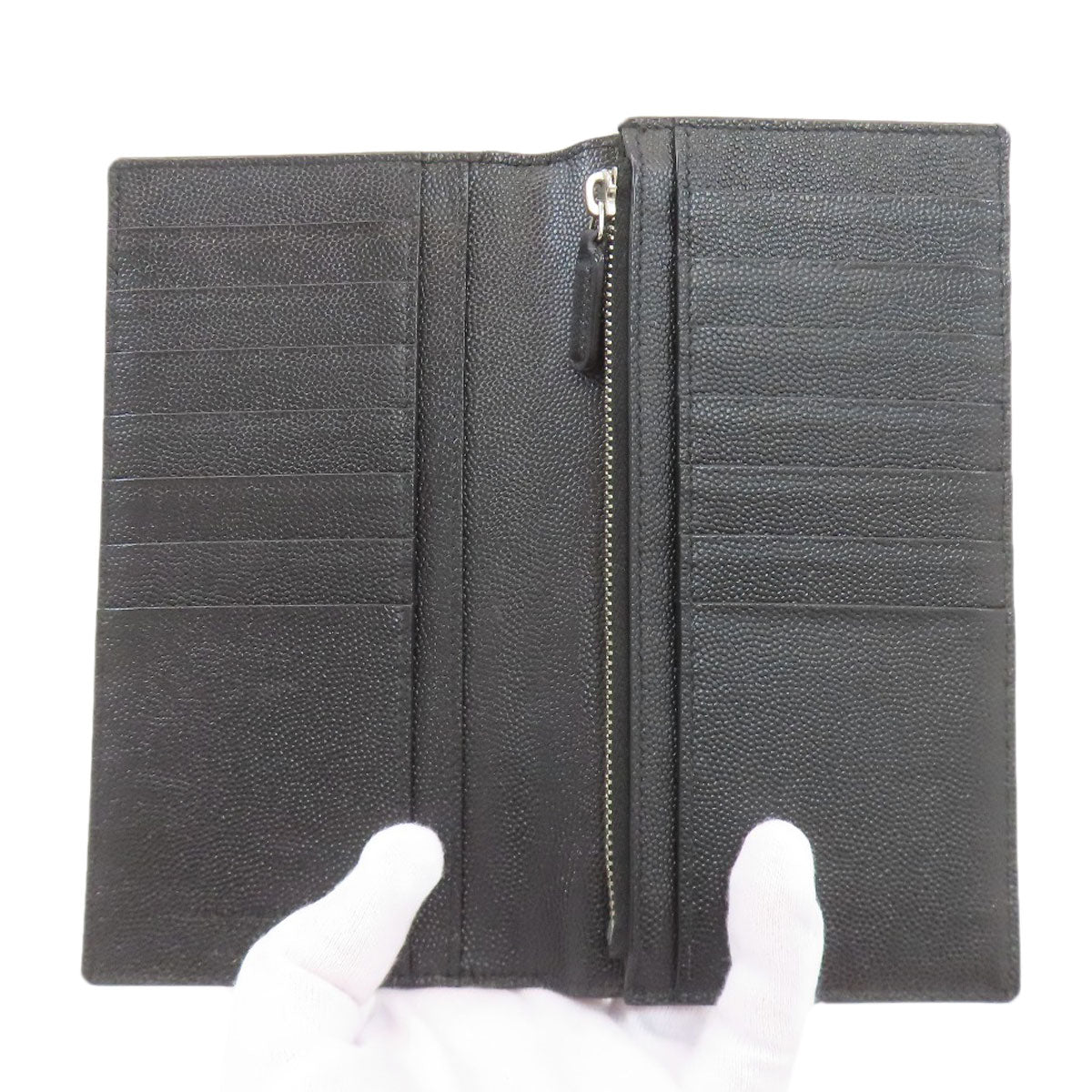 YVES SAINT LAURENT logo Long wallet (with coin pocket) Leather Ladies [Used]