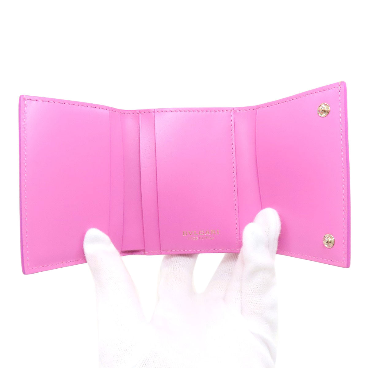 BVLGARI B-zero1 charm Bifold Wallet with Coin Pocket Leather Ladies [Used]