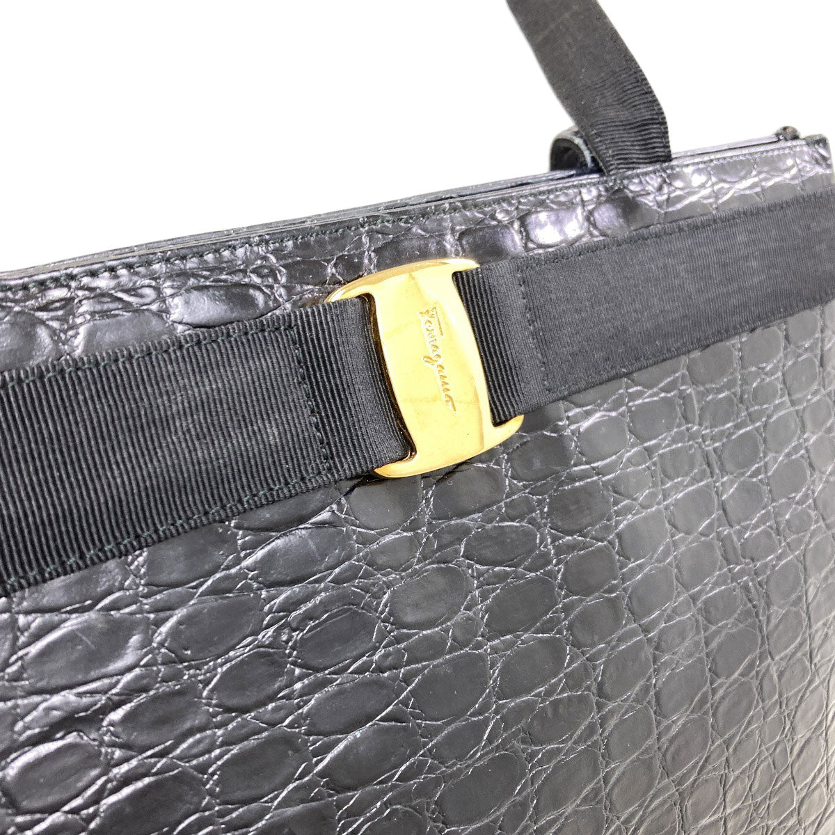 Salvatore Ferragamo Vara ribbon embossed Tote Bag Leather Ladies [Used]
