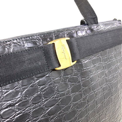 Salvatore Ferragamo Vara ribbon embossed Tote Bag Leather Ladies [Used]