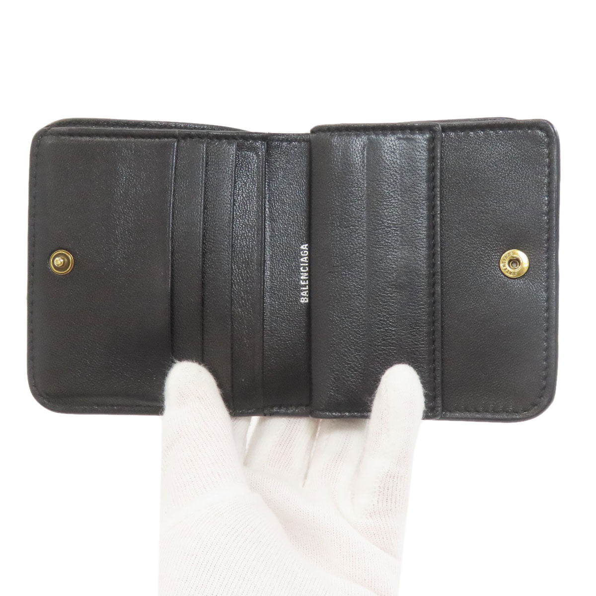 BALENCIAGA 594216 logo Bifold Wallet with Coin Pocket Calf Ladies [Used]