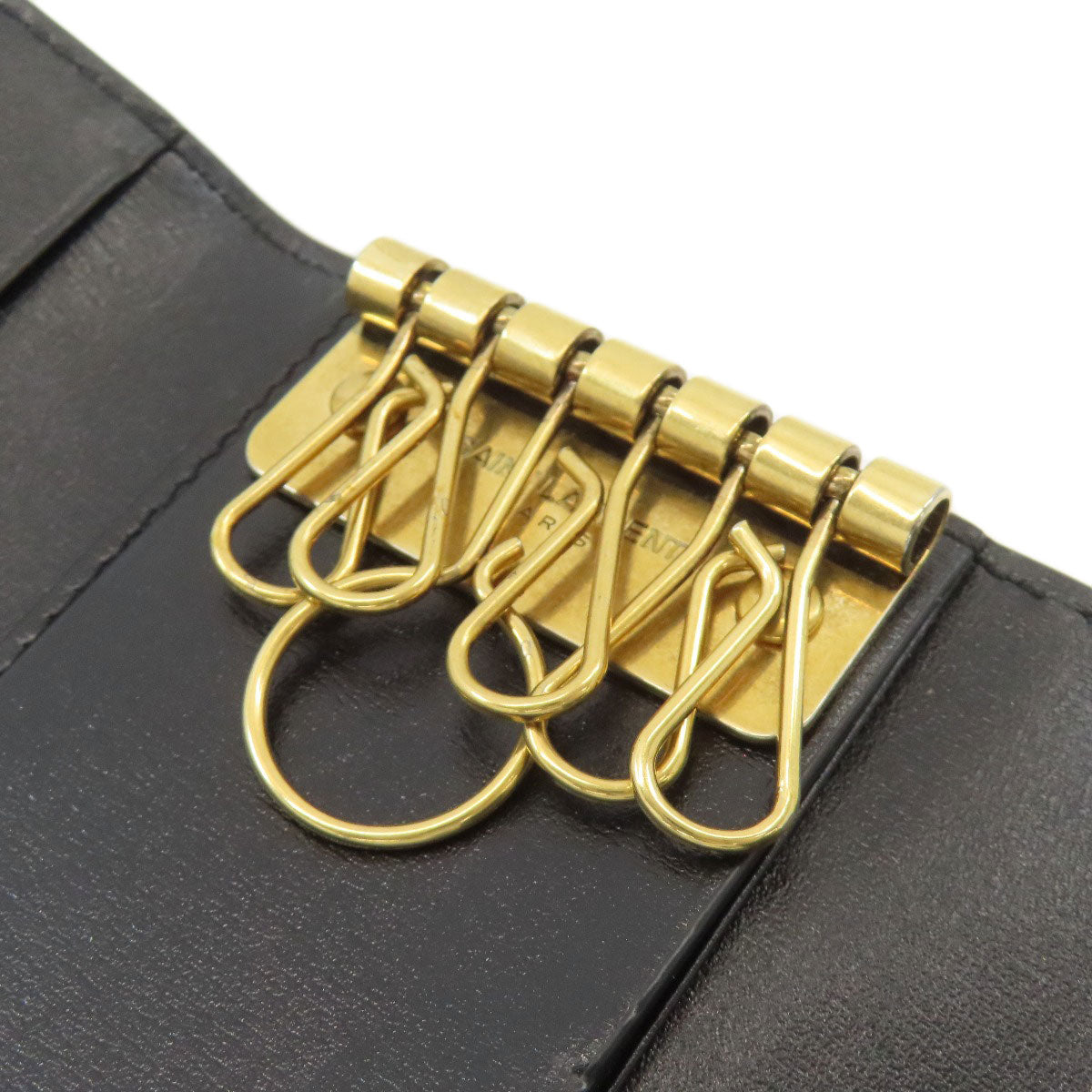 YVES SAINT LAURENT Logo Hardware key holder Leather Ladies [Used]
