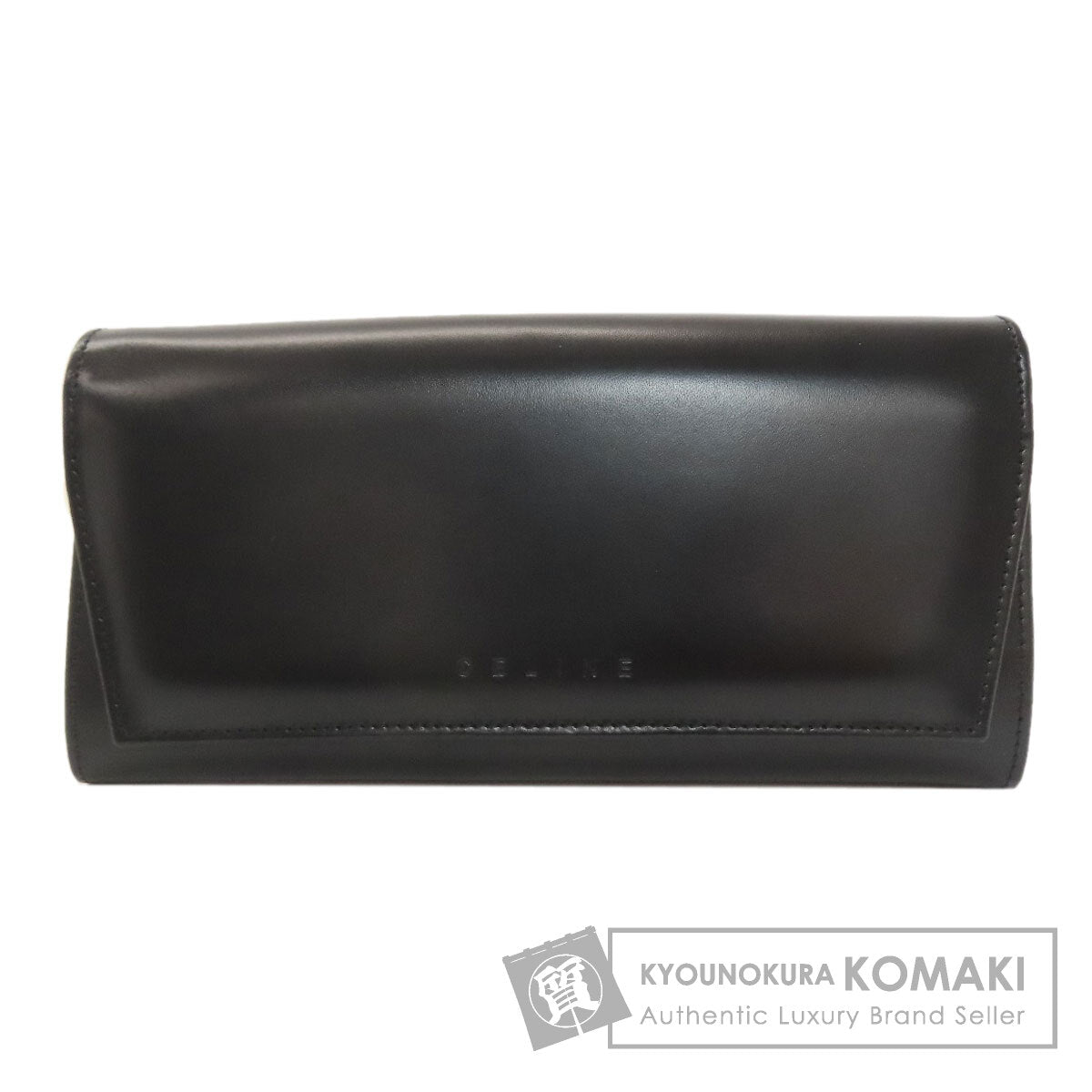 CELINE logo Long wallet (with coin pocket) Leather Ladies [Used]