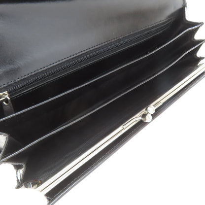 CELINE logo Long wallet (with coin pocket) Leather Ladies [Used]