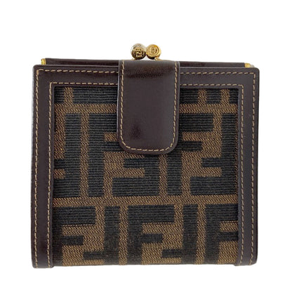 FENDI Zucca pattern Bifold Wallet with Coin Pocket Canvas LeatherLadies [Used]