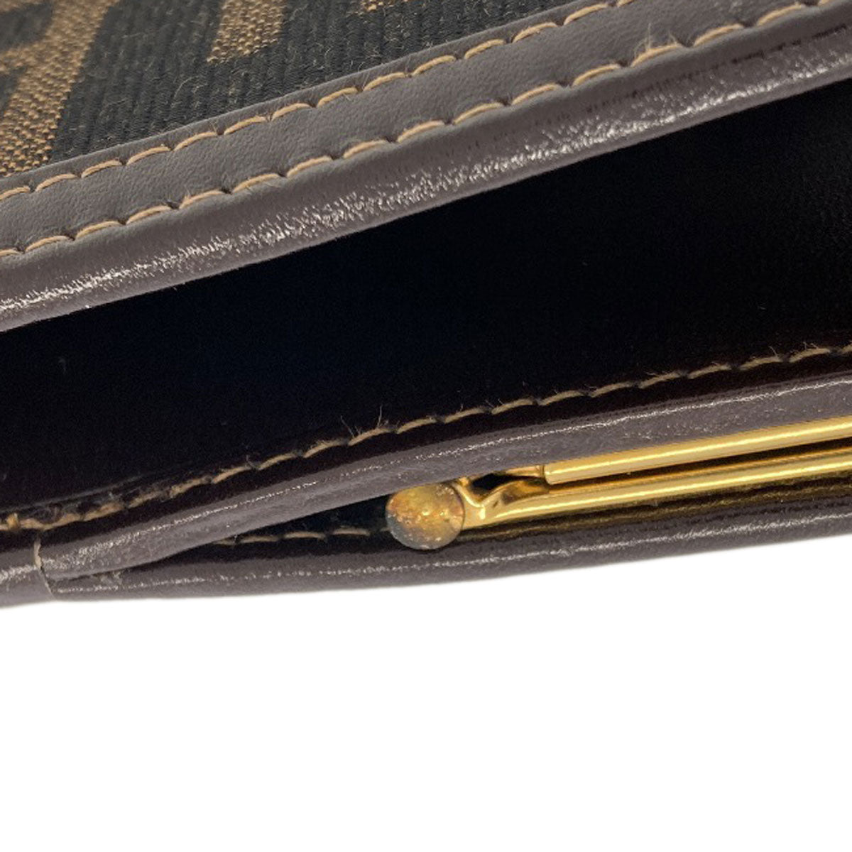 FENDI Zucca pattern Bifold Wallet with Coin Pocket Canvas LeatherLadies [Used]