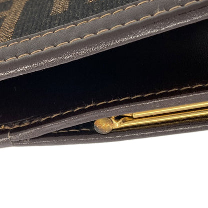 FENDI Zucca pattern Bifold Wallet with Coin Pocket Canvas LeatherLadies [Used]
