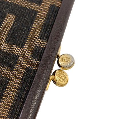 FENDI Zucca pattern Bifold Wallet with Coin Pocket Canvas LeatherLadies [Used]