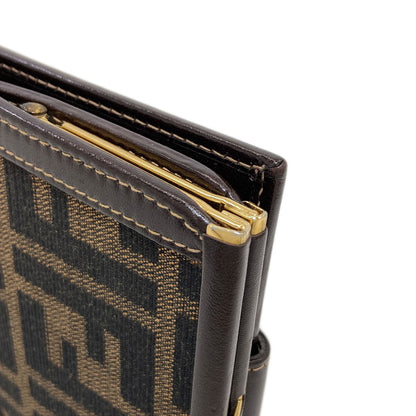 FENDI Zucca pattern Bifold Wallet with Coin Pocket Canvas LeatherLadies [Used]