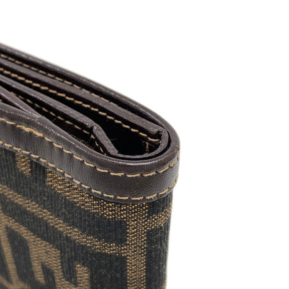 FENDI Zucca pattern Bifold Wallet with Coin Pocket Canvas LeatherLadies [Used]