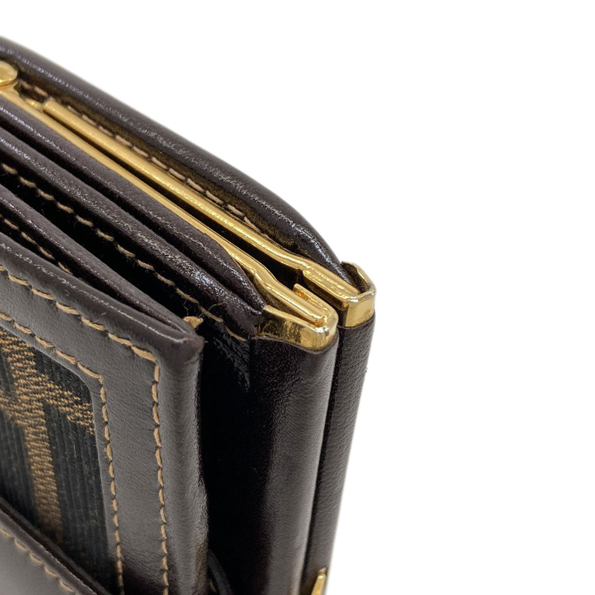 FENDI Zucca pattern Bifold Wallet with Coin Pocket Canvas LeatherLadies [Used]