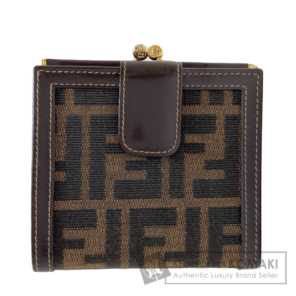 FENDI Zucca pattern Bifold Wallet with Coin Pocket Canvas LeatherLadies [Used]