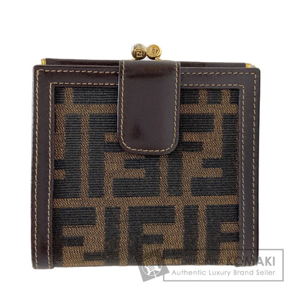 FENDI Zucca pattern Bifold Wallet with Coin Pocket Canvas LeatherLadies [Used]