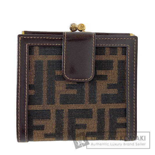 FENDI Zucca pattern Bifold Wallet with Coin Pocket Canvas LeatherLadies [Used]
