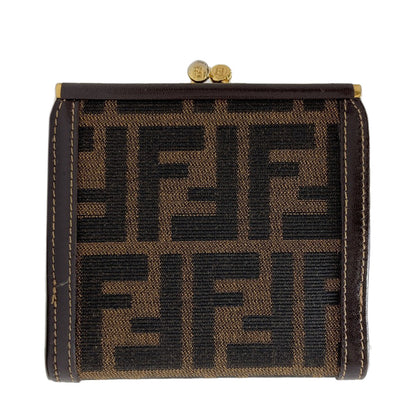 FENDI Zucca pattern Bifold Wallet with Coin Pocket Canvas LeatherLadies [Used]