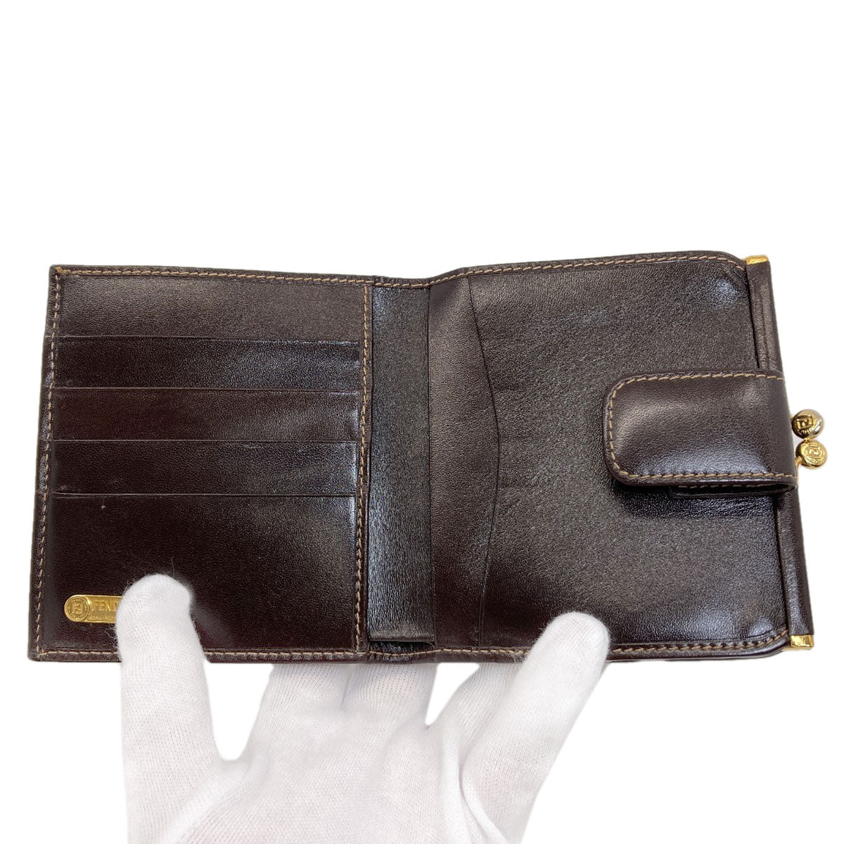 FENDI Zucca pattern Bifold Wallet with Coin Pocket Canvas LeatherLadies [Used]