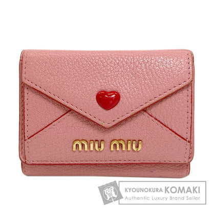 MIUMIU Compact Wallet Heart Bifold Wallet with Coin Pocket Leather Ladies [Used]